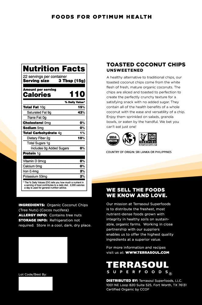Terrasoul Superfoods close-up of toasted coconut chips texture highlighting crisp golden edges