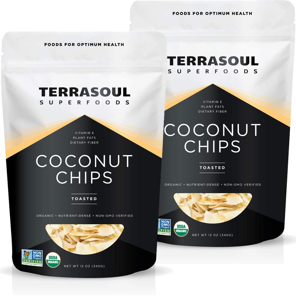 Terrasoul Superfoods toasted coconut front pouch showing packaging and resealable top for freshness