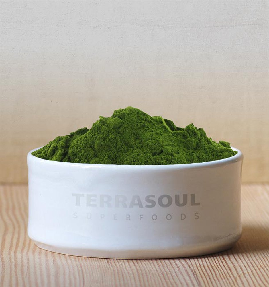 Terrasoul Superfoods mixed into a smoothie, quick nutritious drink preparation