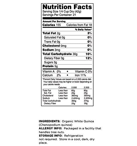 Terrasoul Superfoods quinoa in measuring cup illustrating portion size and bulk value