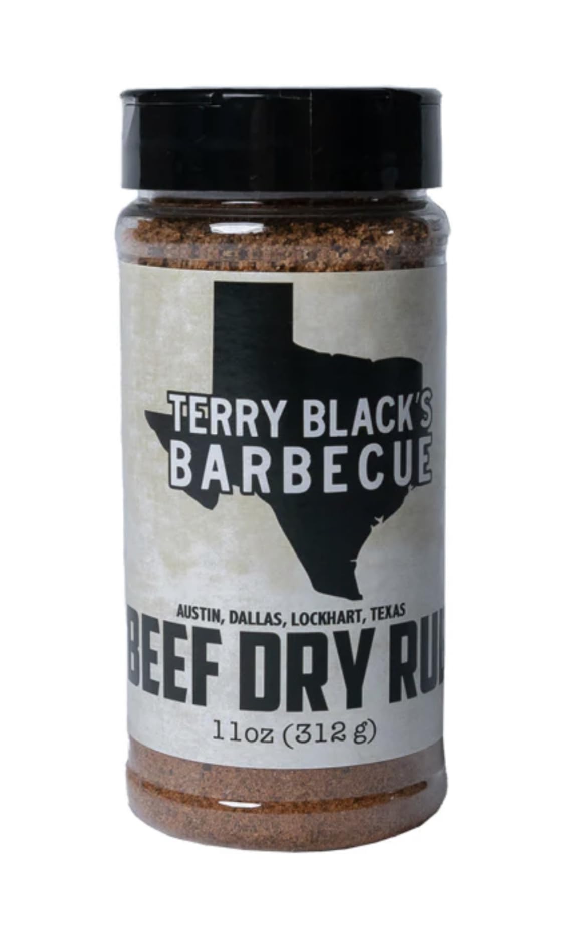 Terry Black's Barbecue jar front view showing label and seasoning