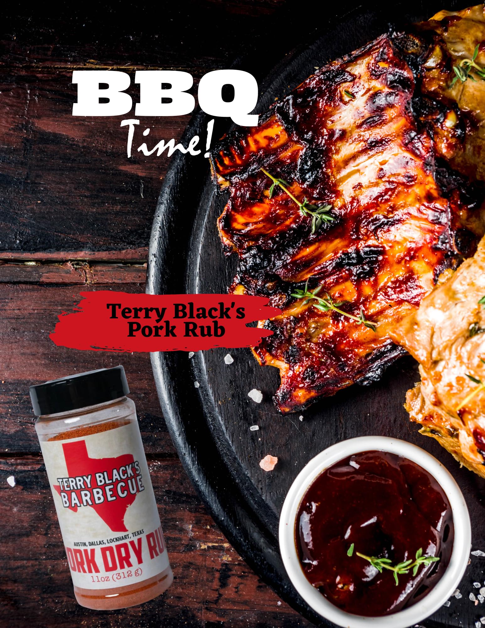 Terry Black's rub applied to ribs before smoking highlighting even coverage and flavor