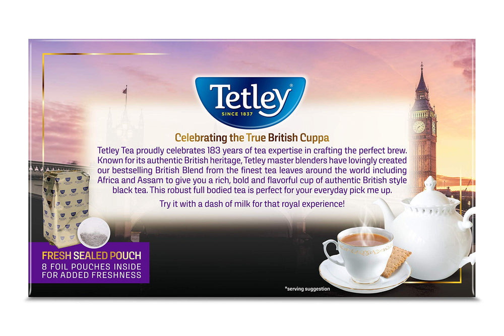 Close-up of Tetley round no-string tea bag texture and clean design benefit