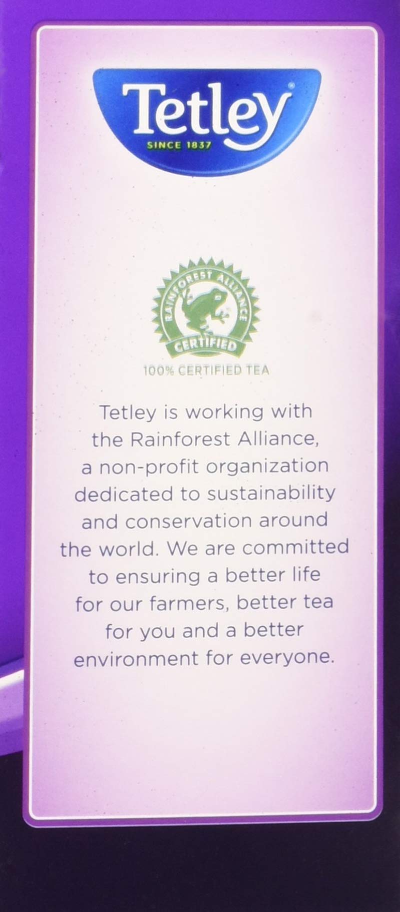 Brewed cup of Tetley decaffeinated British Blend in a mug demonstrating rich color
