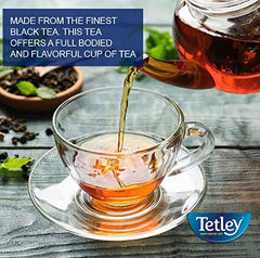 Open box of Tetley British Blend tea bags, illustrating bulk supply and neat arrangement