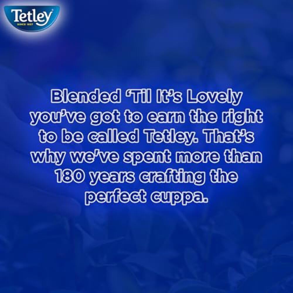 Tetley decaf ingredient label close-up helping verify contents