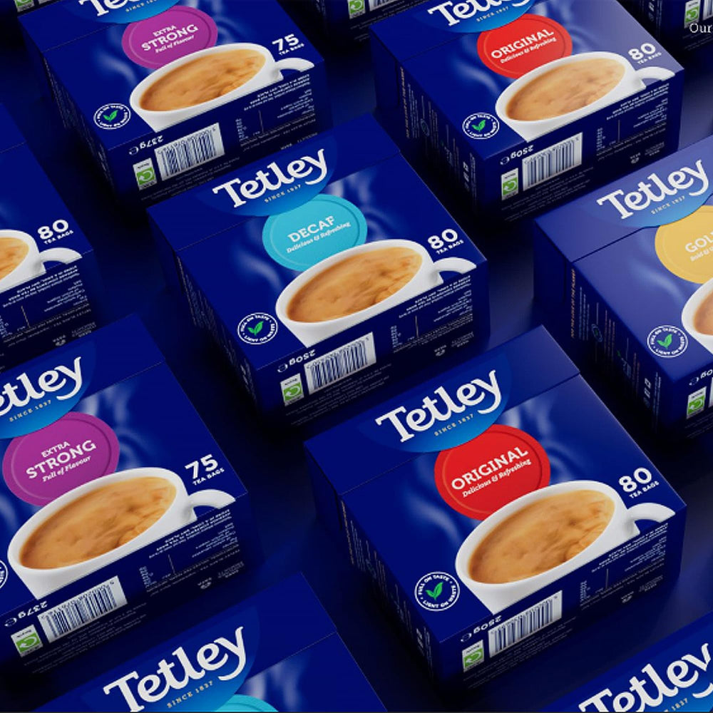 Tetley decaf kettle and mug in kitchen, portraying comforting everyday use