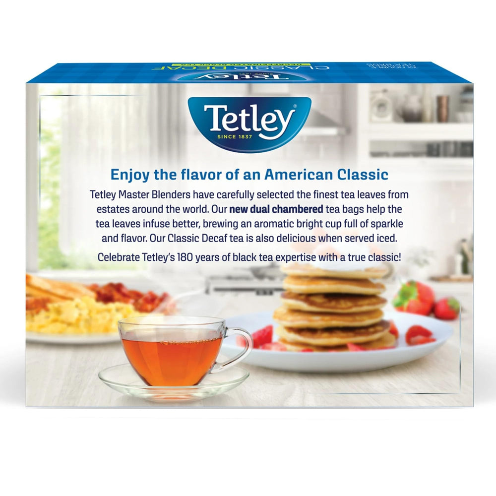 Tetley teabag label and branding detail for easy identification and trust