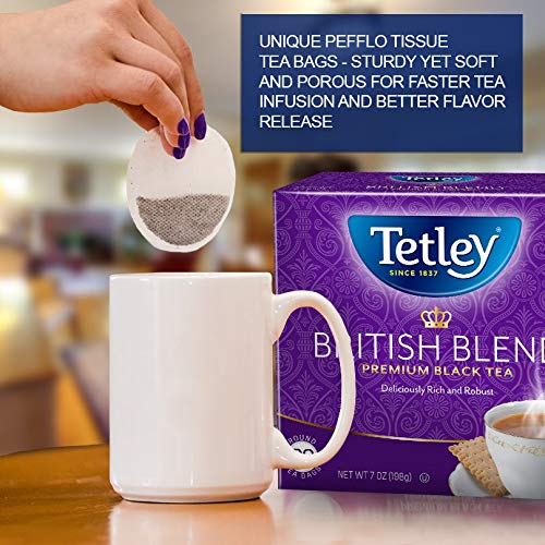 Tetley multiple teabags spread on table for convenience and supply