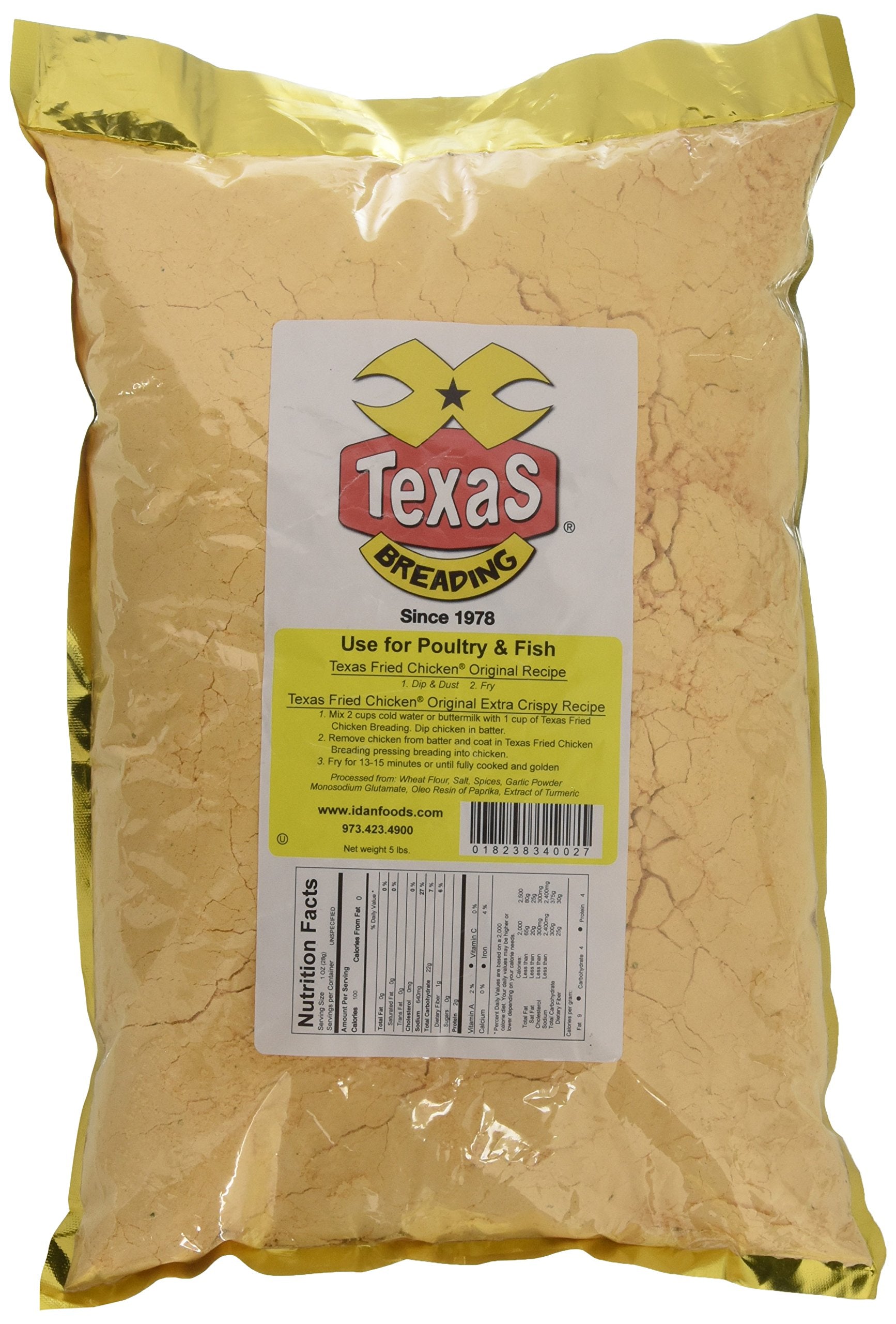 TexaS BREADING front packaging of 5 lb bag showing product name and bold southern-style flavor