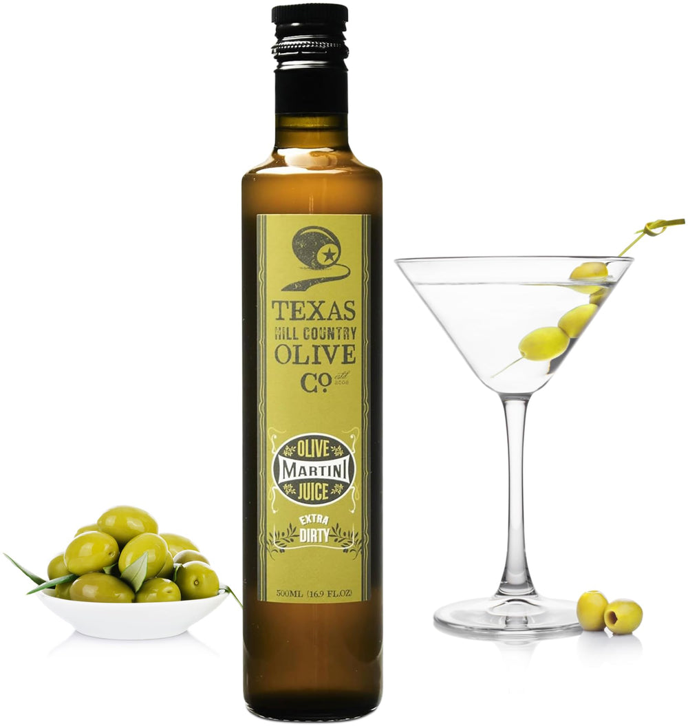 Texas Hill Country Olive Co. bottle front label showing product identity and premium look
