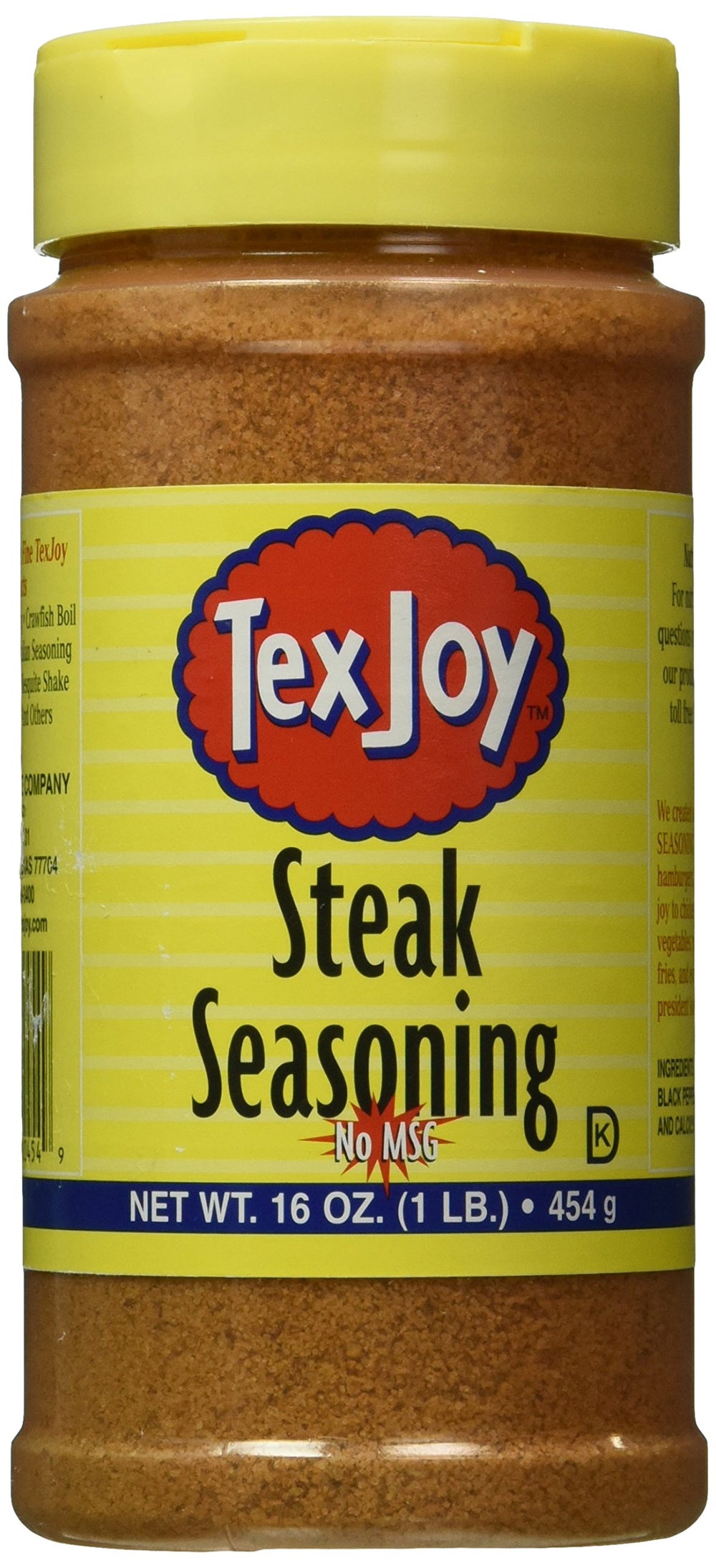 TexJoy 16 oz container front view showing label and no MSG benefit