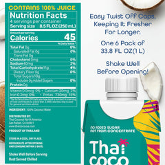 Thai Coco pouring from carton close-up highlighting fresh clarity