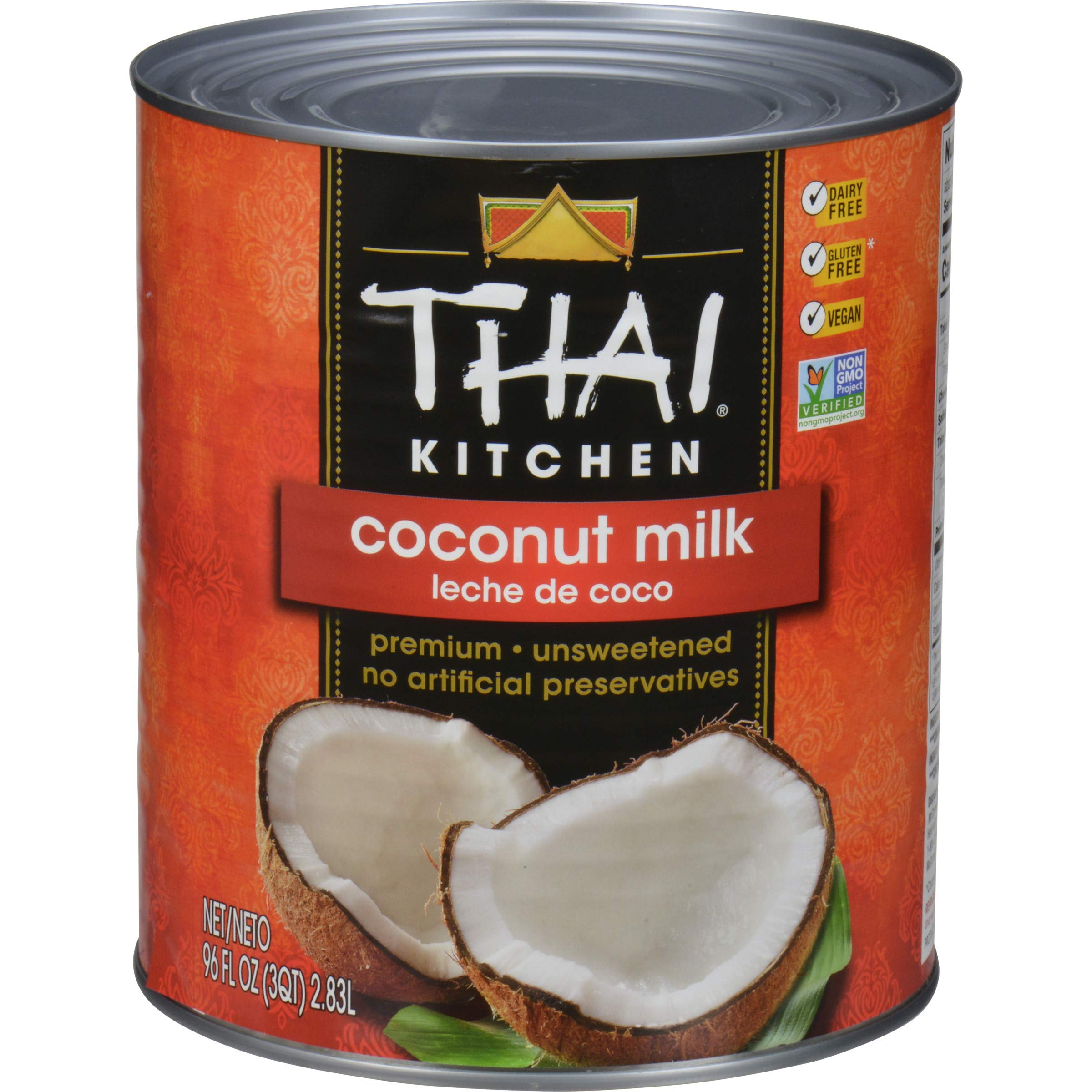 Thai Kitchen front can view showing 96 fl oz bulk packaging and clear branding benefit