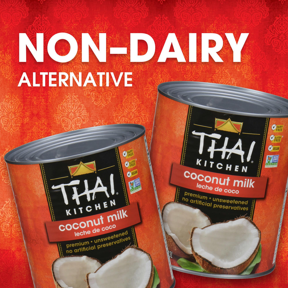 Thai Kitchen pouring coconut milk into a bowl for smooth creamy texture in recipes
