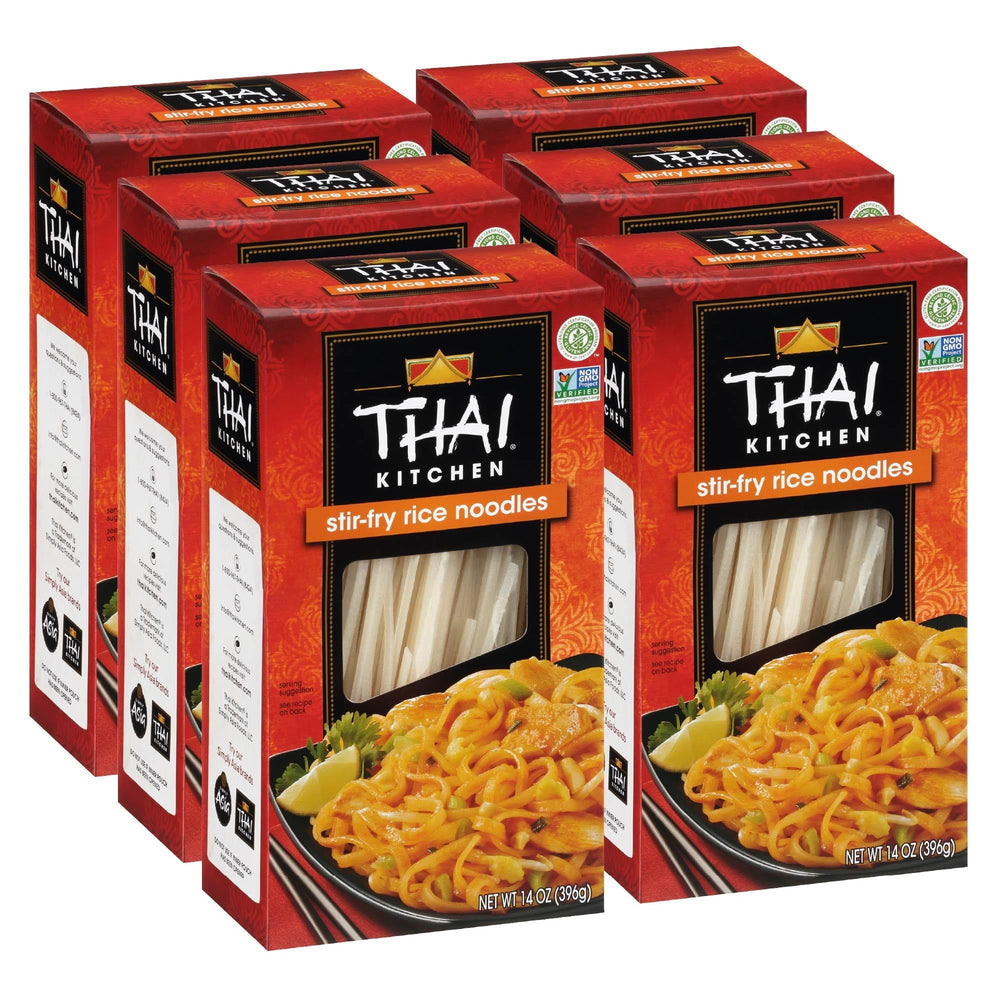 Thai Kitchen front packaging showing gluten free noodles and brand benefits
