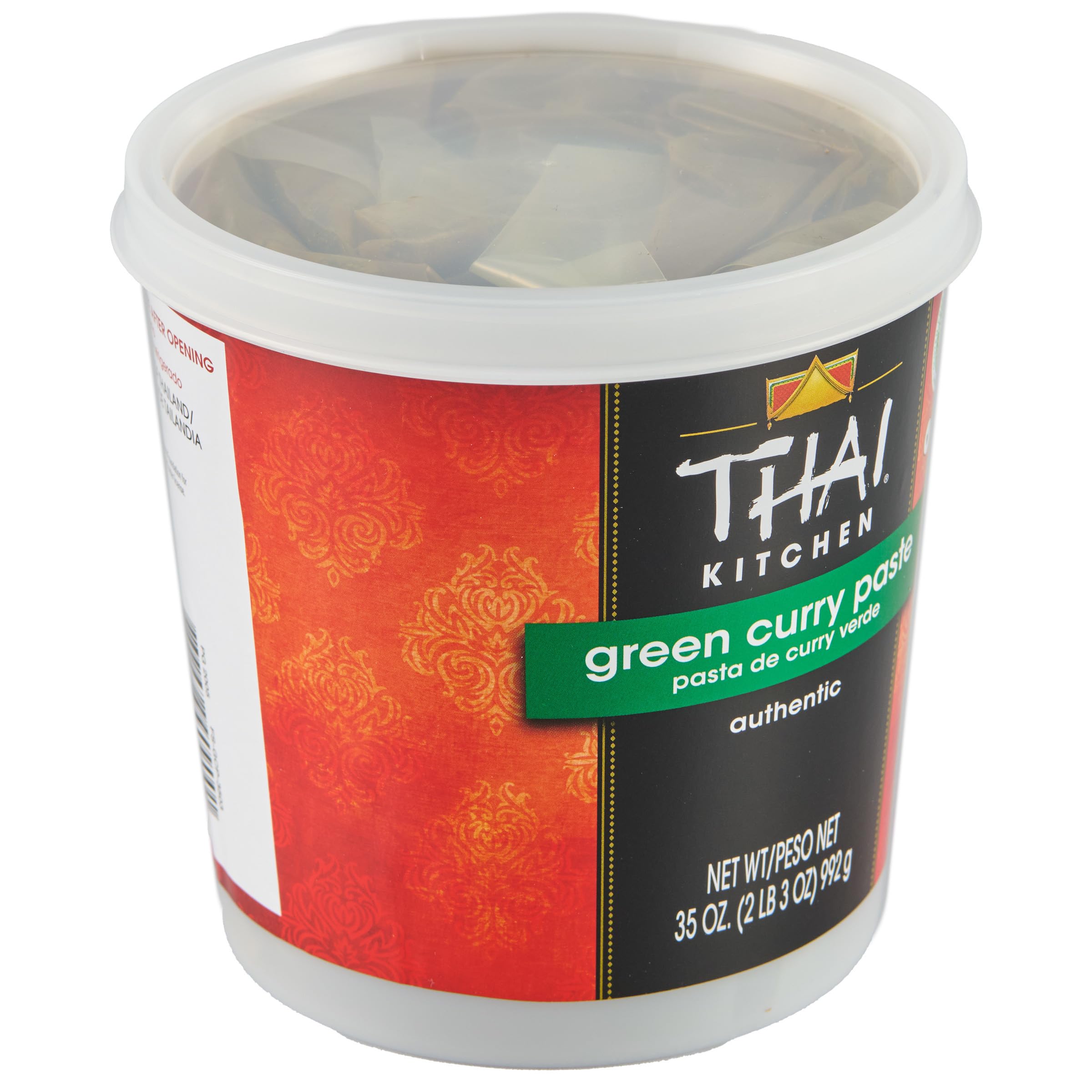 Thai Kitchen front tub showing 35 oz label and bulk packaging benefit