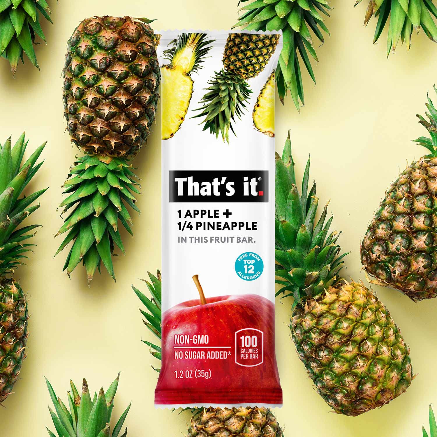 That’s it. apple and pineapple ingredients displayed showing natural fruits