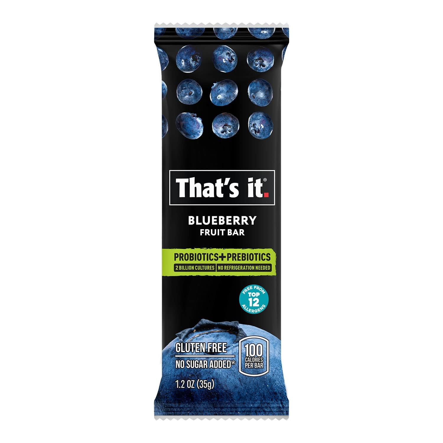 That's it. blueberry bar close-up texture highlighting real fruit chewiness and natural taste benefit