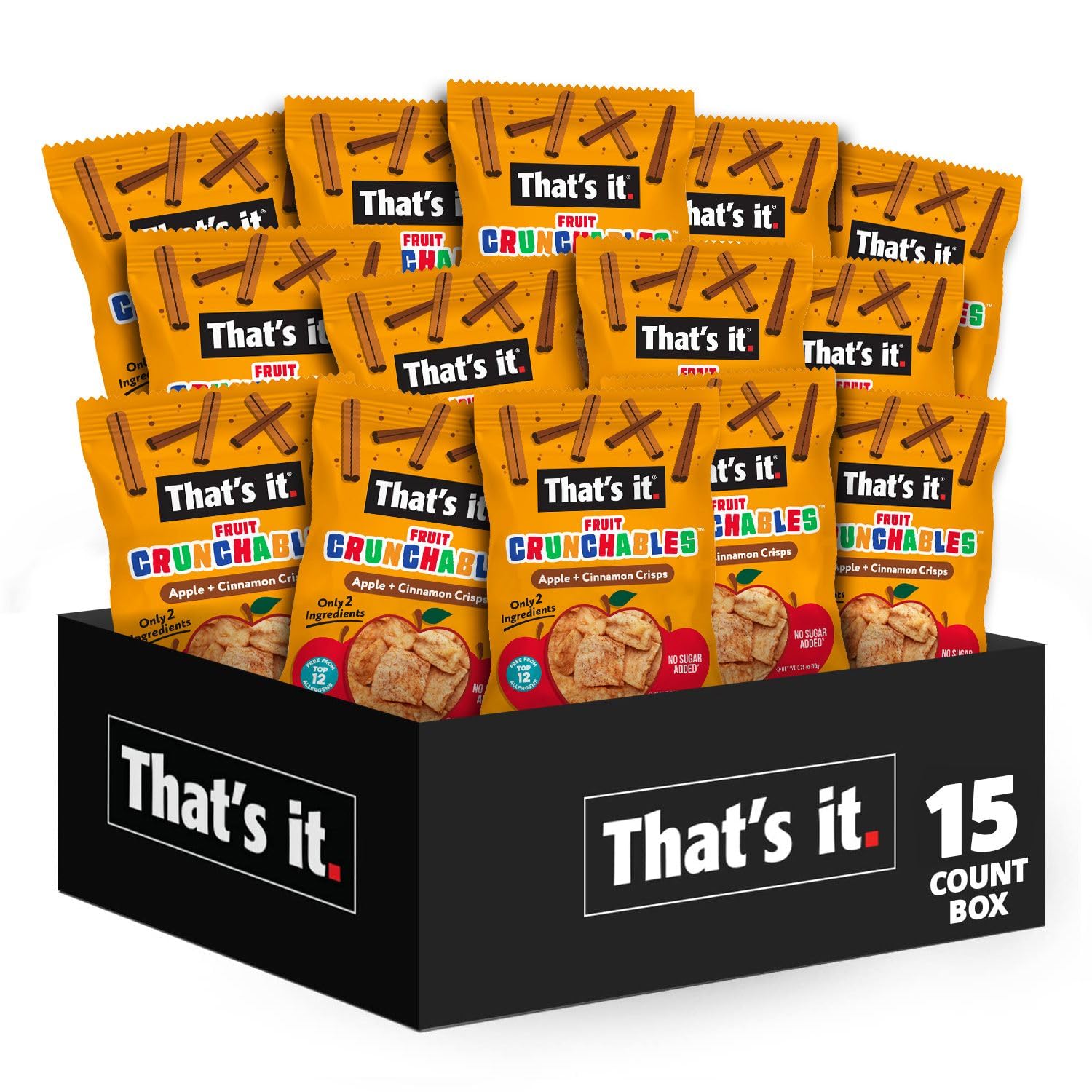 That’s it. front packaging showing 15-pack for easy grab-and-go snacks