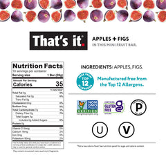 That's it. three flavored mini bars laid out to display apple-strawberry, apple-blueberry, apple-mango options