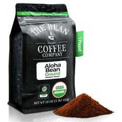 The Bean front packaging showing Aloha Bean Hazelnut and organic badge, attracts eco-conscious buyers