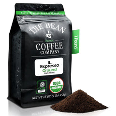 The Bean front packaging showing Il Espresso dark roast, clear product identity and aroma