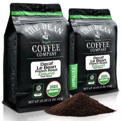 The Bean front packaging showing 2 x 1 lb bags and bold french roast benefits