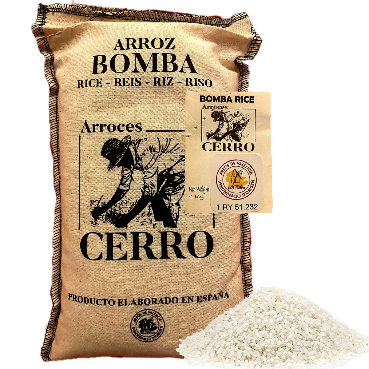 THE BLACK HOOF front packaging showing 1 kg bomba rice and product clarity benefit