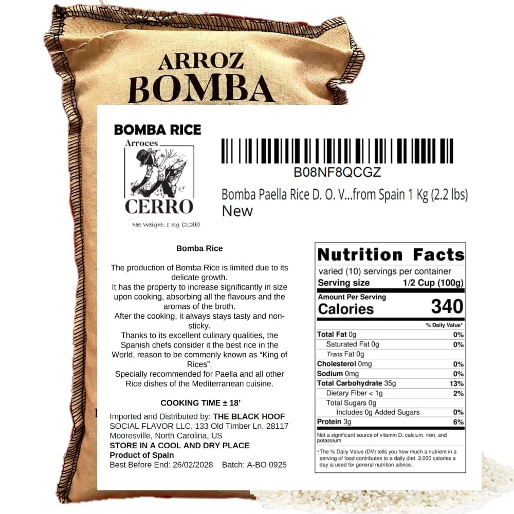 THE BLACK HOOF close-up of bomba grains highlighting absorption-ready texture
