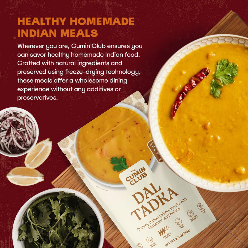 the cumin club plated dal in kitchen showing easy everyday meal