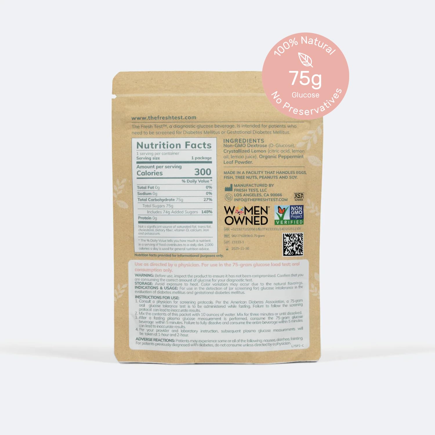 The Fresh Test opened packet with fine powder visible benefit: single-use convenience