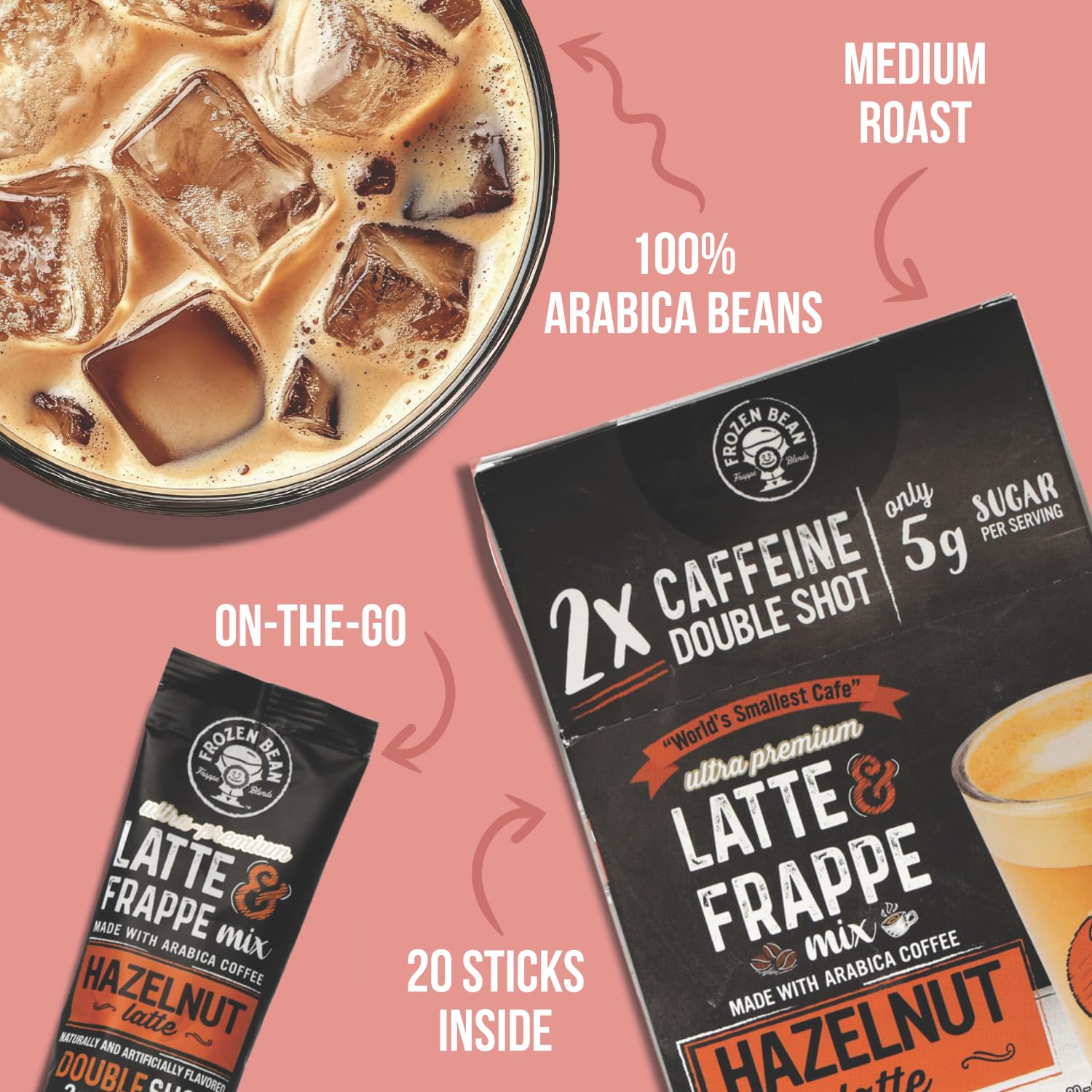 The Frozen Bean pack next to common items showing compact 20-stick value