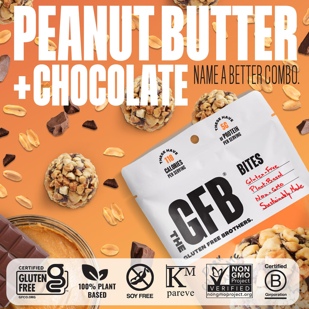The GFB pouch open with visible bites demonstrating portable, ready-to-eat convenience