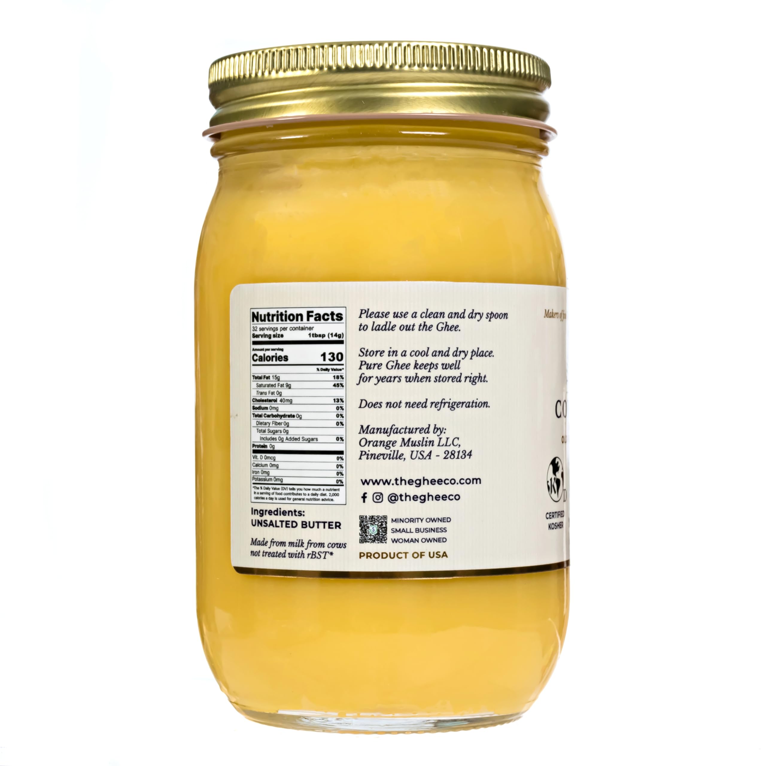 Close-up texture of The Ghee Co. ghee highlighting smooth, caramelized butterfat