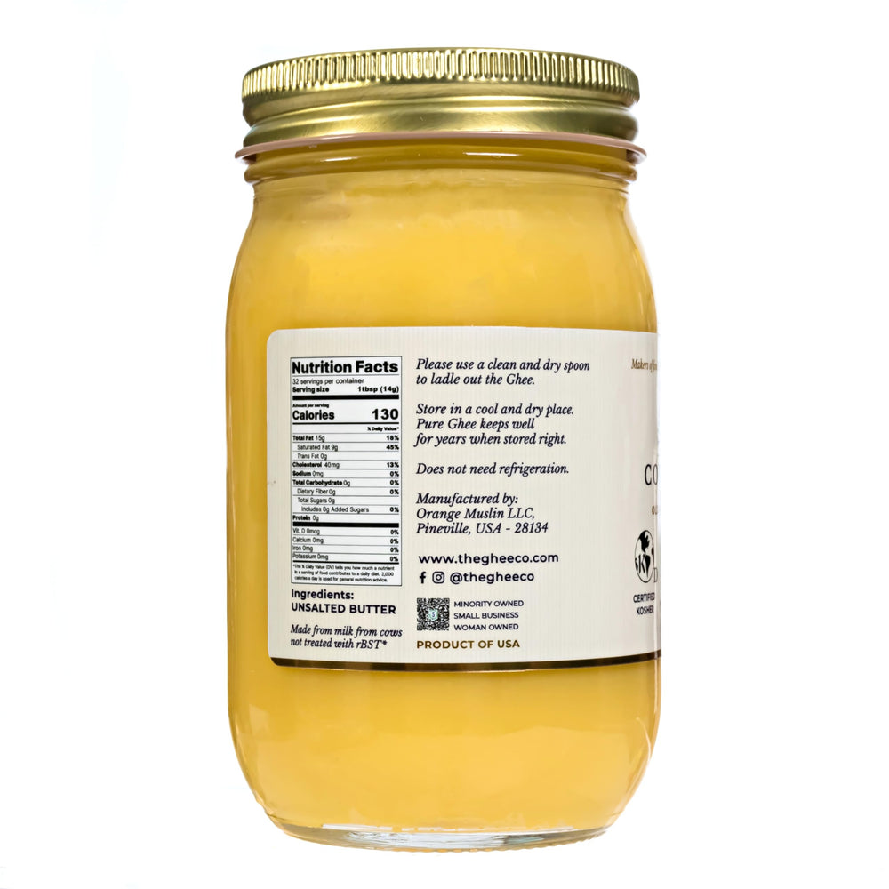Close-up texture of The Ghee Co. ghee highlighting smooth, caramelized butterfat