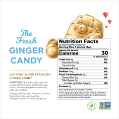 The Ginger People candy held in hand to show size and portable convenience