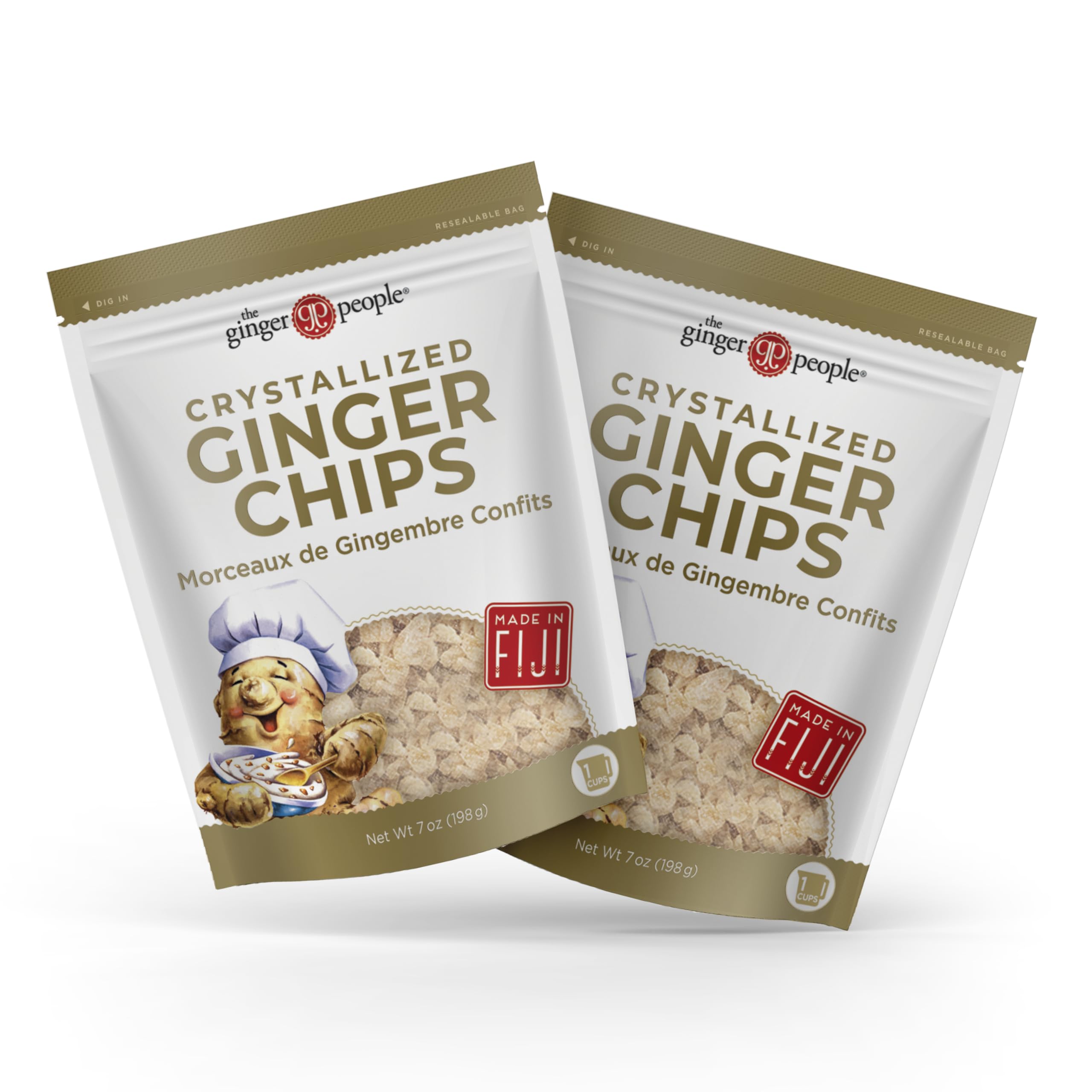 The Ginger People front packaging showing 7oz bag and two-pack convenience