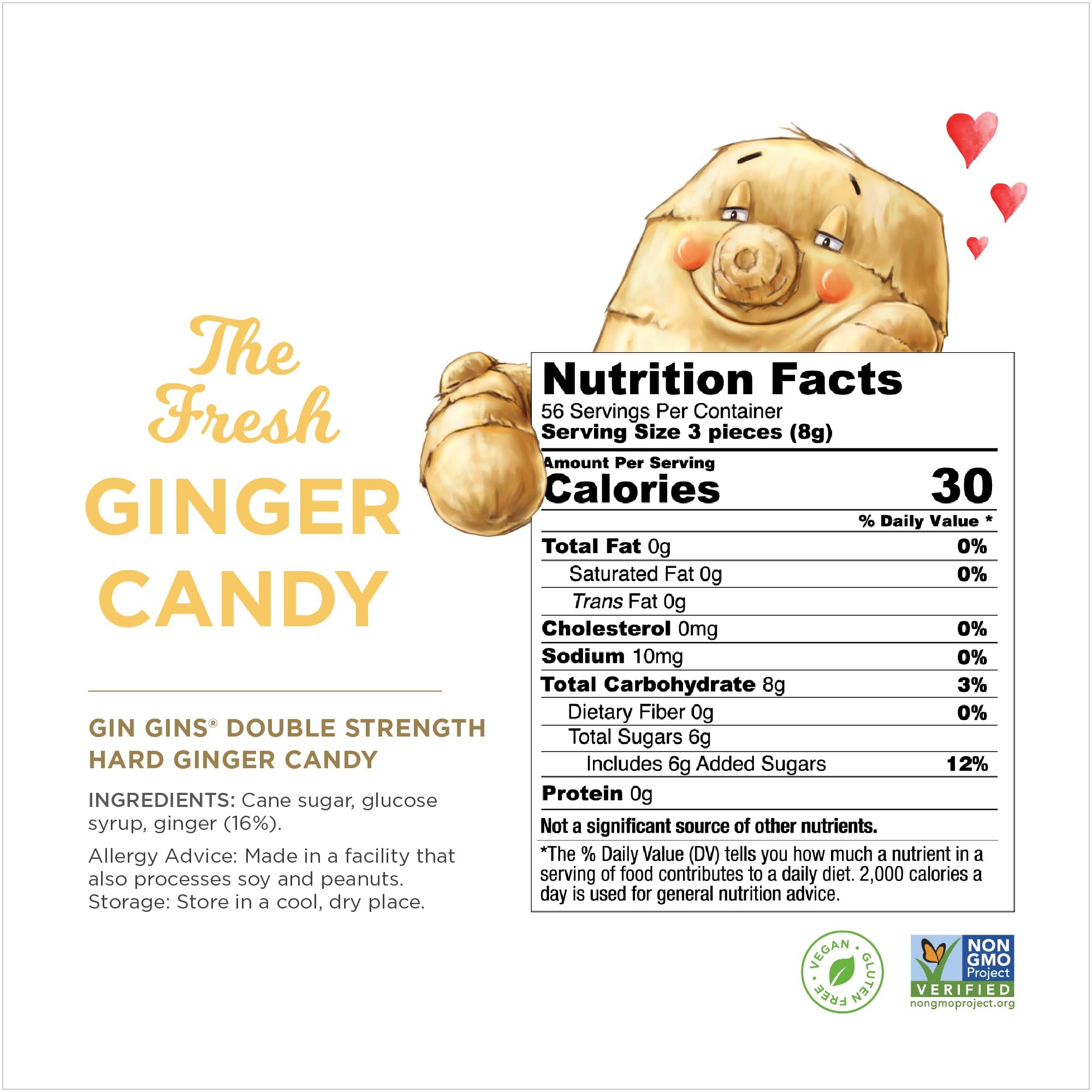 The Ginger People candy held in hand to show size and portion control