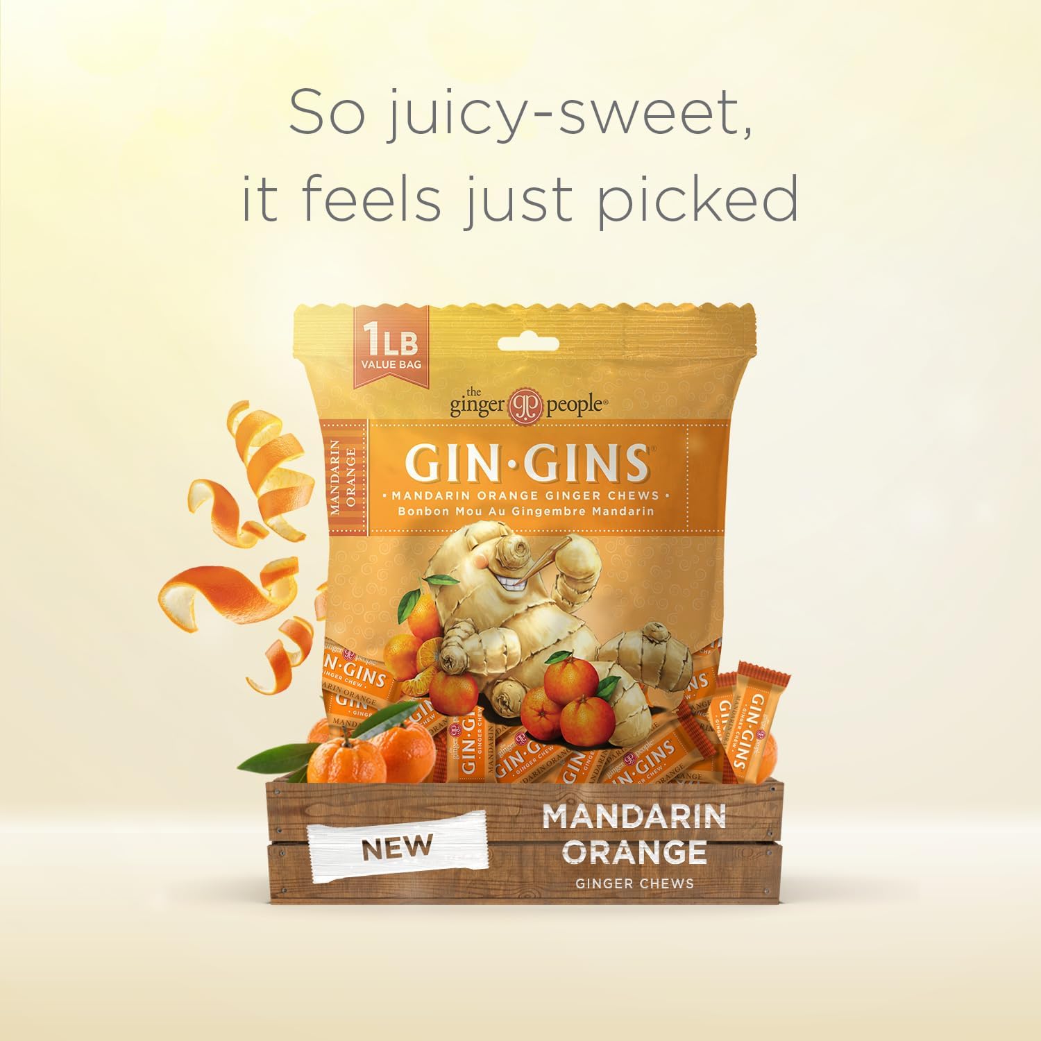 The Ginger People GIN GINS individually wrapped chews displayed ready for travel and sharing
