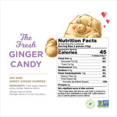 The Ginger People ingredients label with fresh ginger emphasizing real ginger content