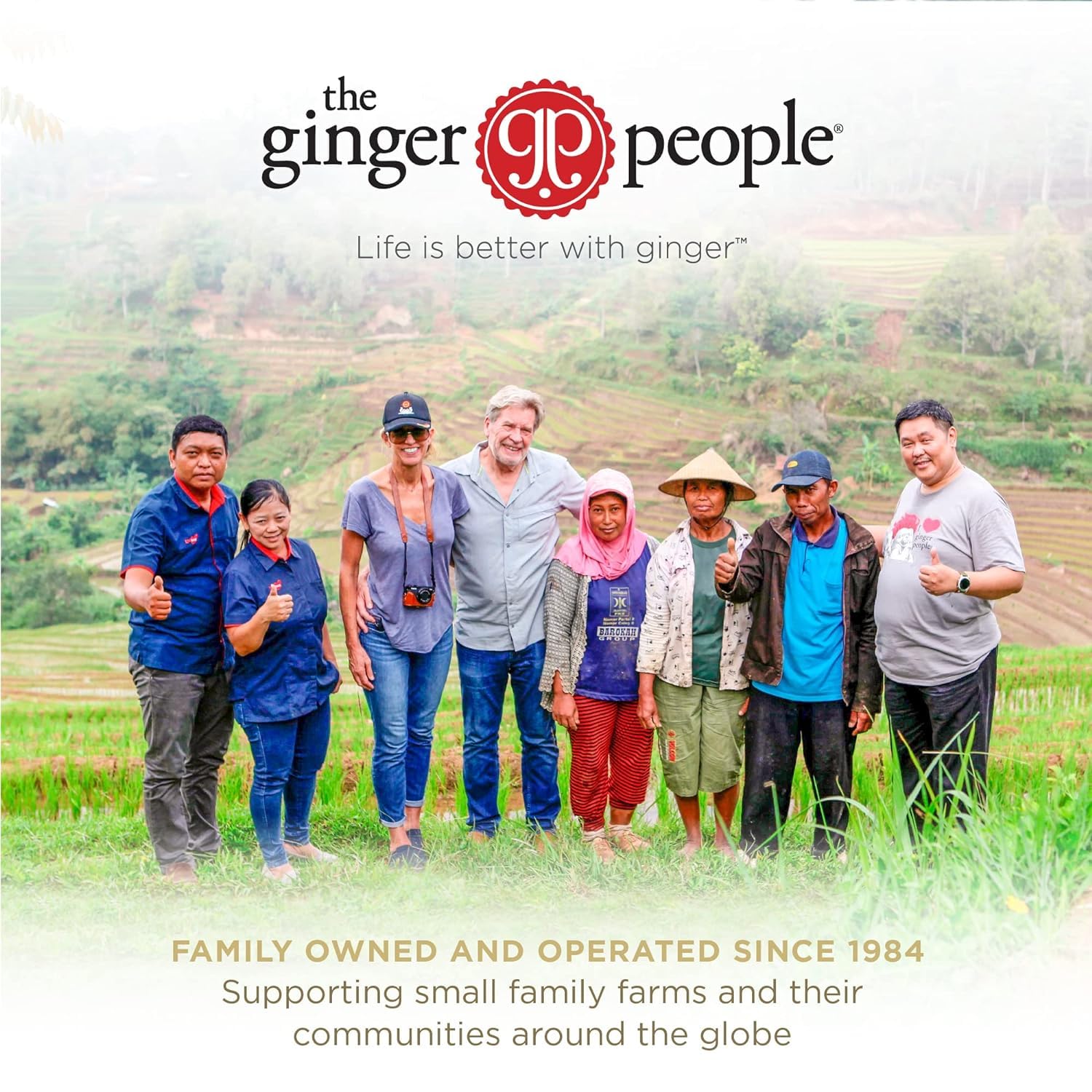 The Ginger People 25 oz jar beside a measuring cup showing scale and professional portioning