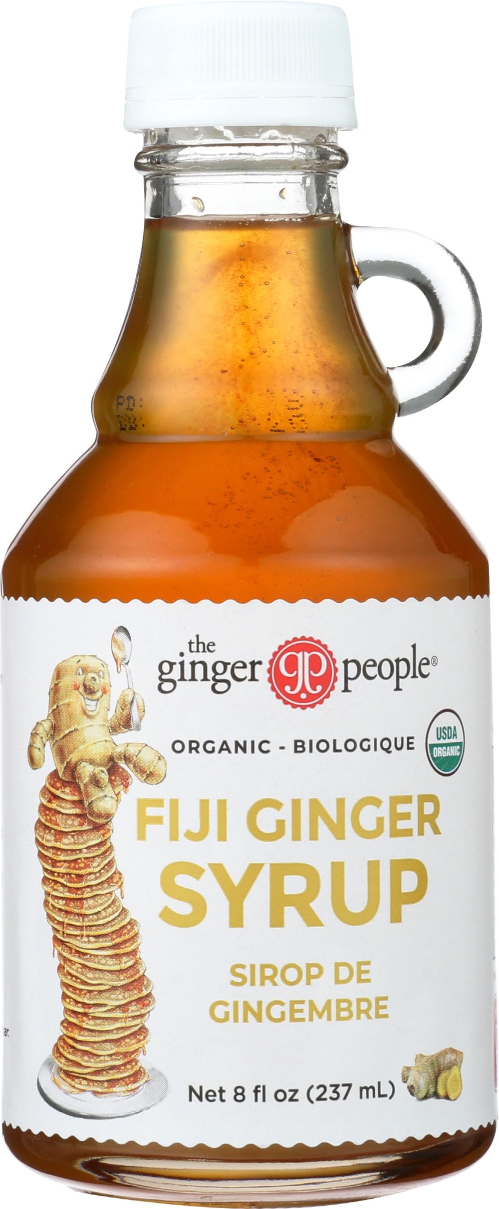 The Ginger People front bottle showing label and organic syrup benefit