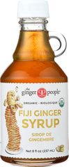 The Ginger People front bottle showing label and organic syrup benefit
