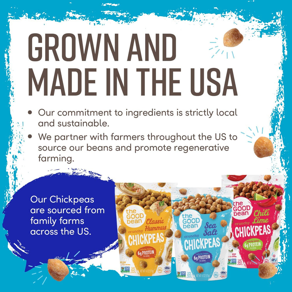 Hand reaching into The Good Bean bag demonstrating on-the-go snack convenience