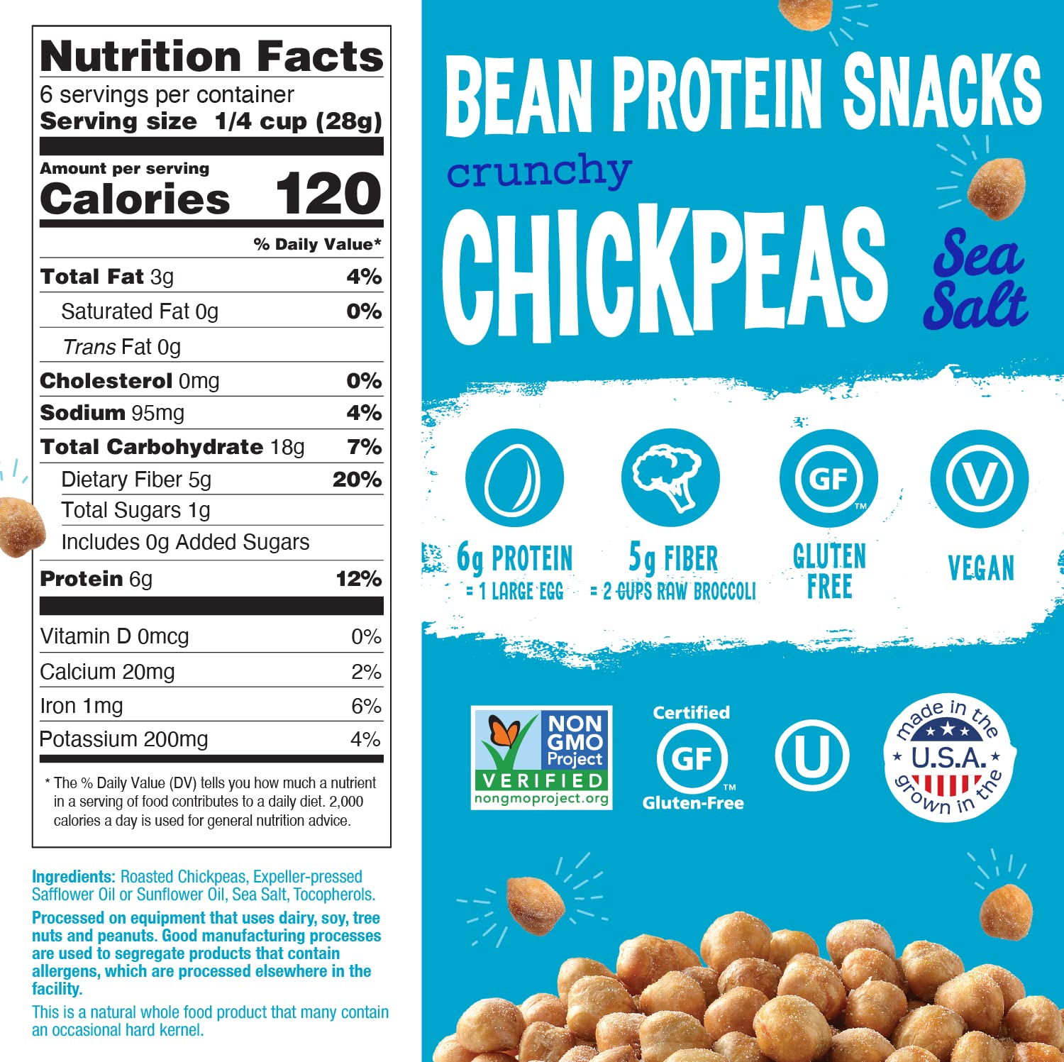 Close-up of The Good Bean crunchy chickpeas texture highlighting satisfying crunch