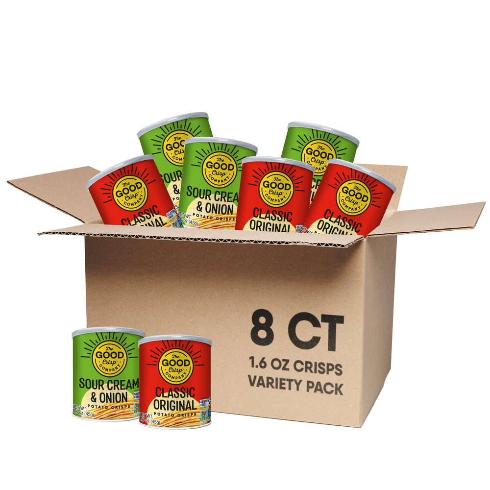 The Good Crisp Company front packaging showing minis and brand for quick grab-and-go