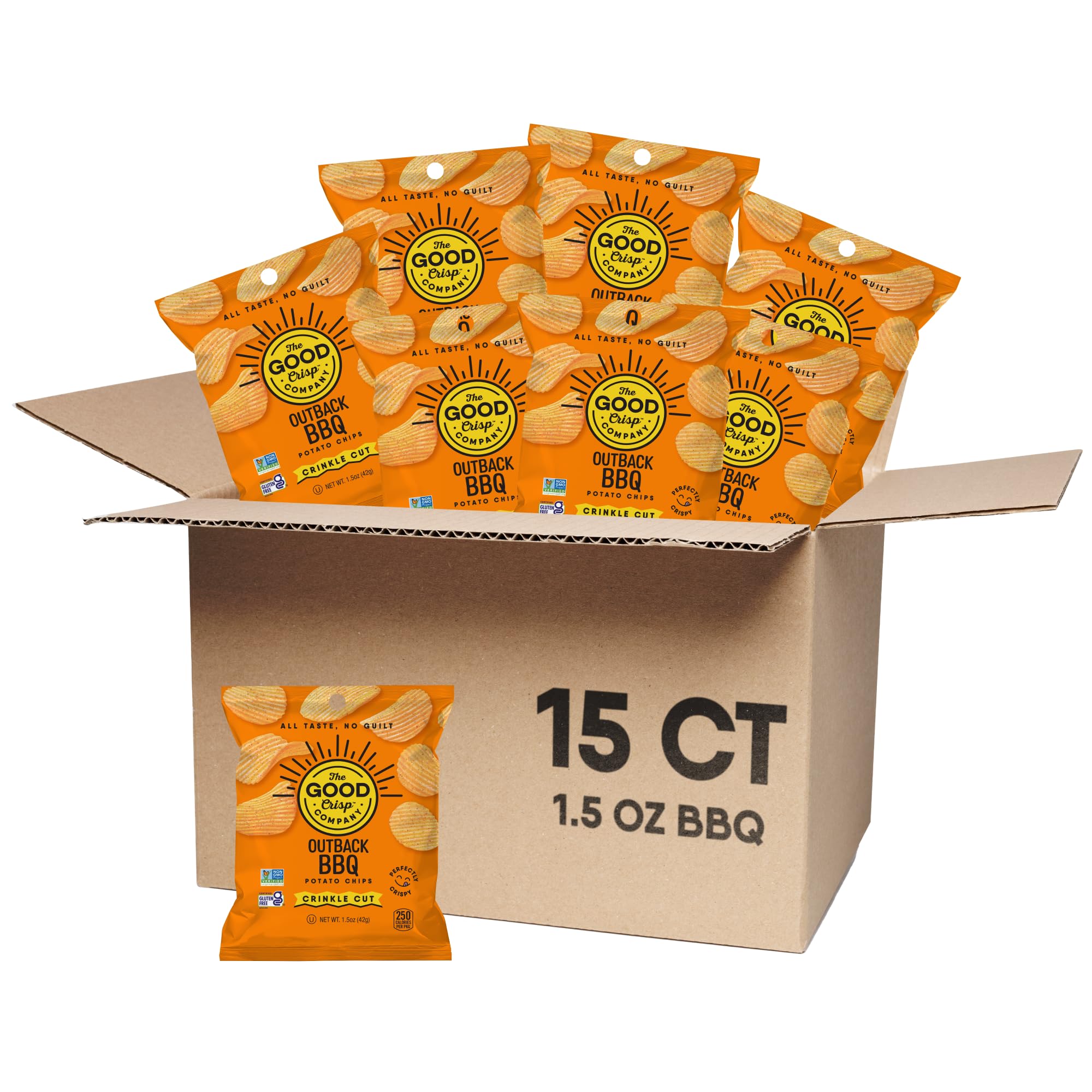 The Good Crisp Company front pack showing Outback BBQ branding and snack appeal
