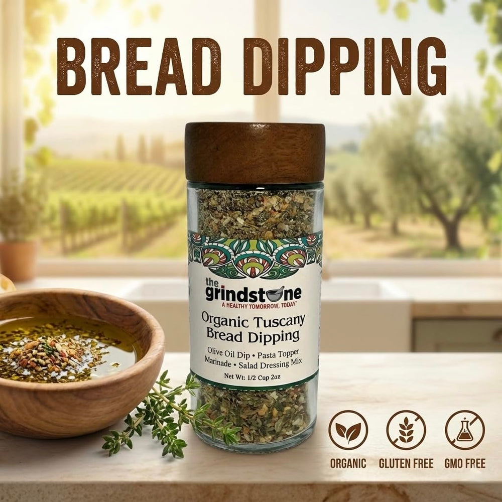 The Grindstone dip bowl with olive oil showing quick bread-dipping convenience