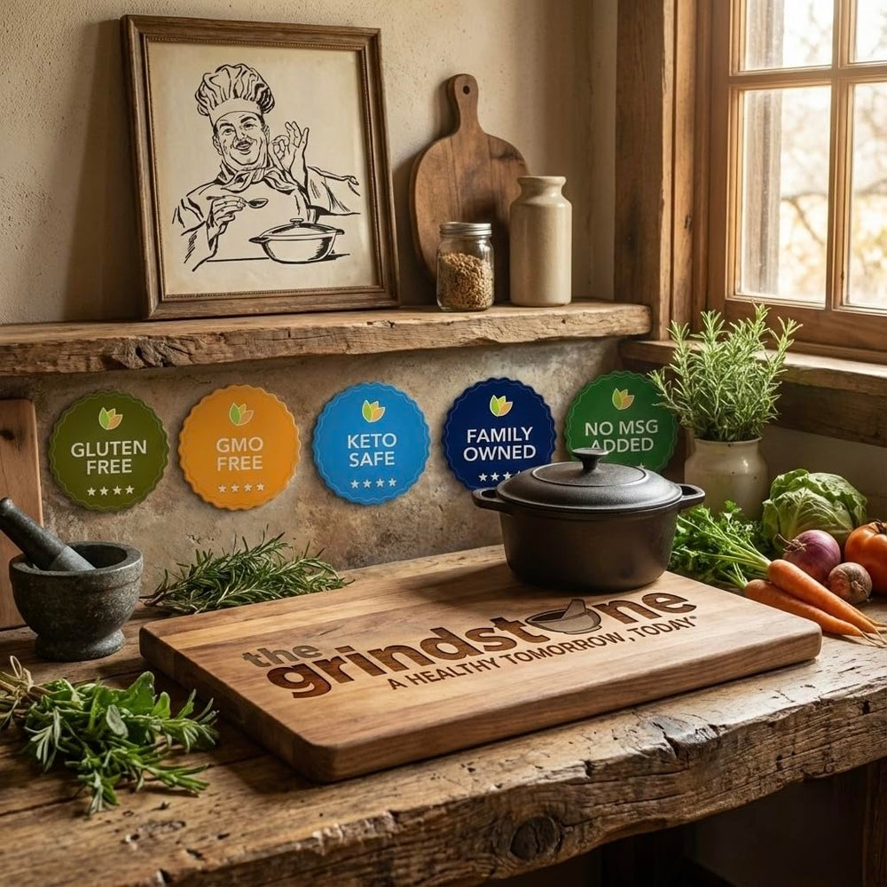 The Grindstone ingredient bundle of organic herbs showing natural, additive-free composition